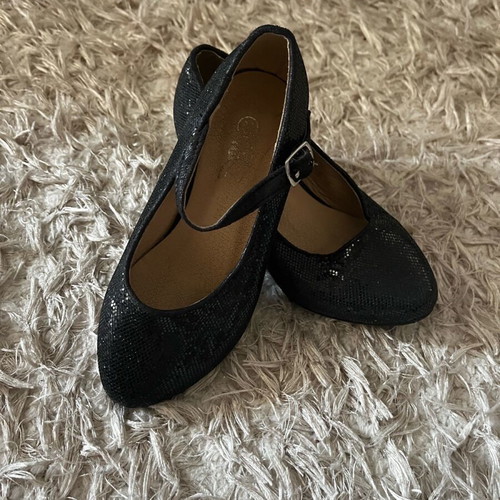 Children's leather dance shoes ballerinas new, size 26-27, black