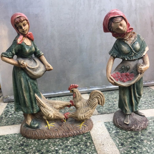 Bibelot figurines used with bucolic scenes, set of 2 pieces