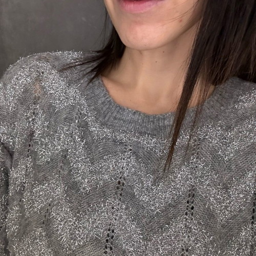 Gigi pullover used, gray with silver stripes, One Size