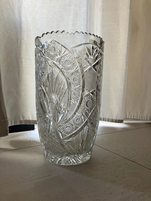 Bohemian hand-carved crystal vase, like new