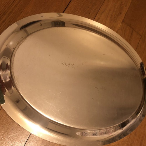 Silver Oval Tray vintage used, 42x32 cm