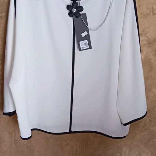 Favani women's blouse white with black details and decorative chain new