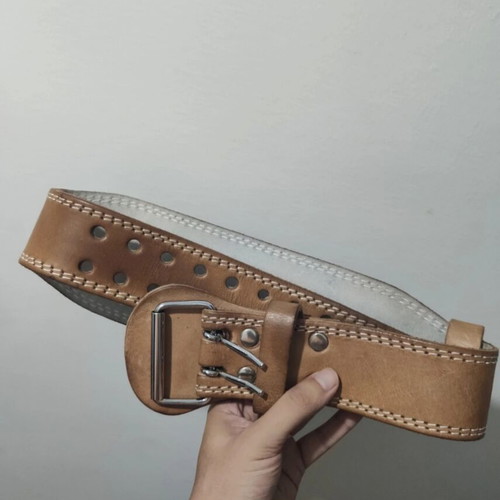 XFIT leather weightlifting belt with double prong buckle