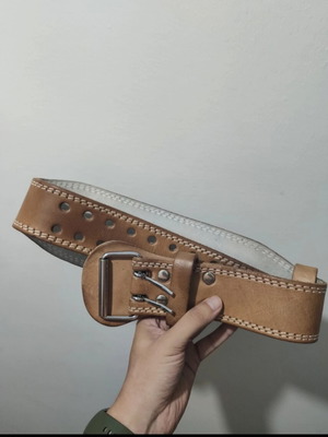 XFIT leather weightlifting belt with double prong buckle