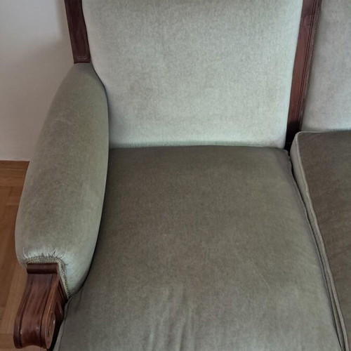 Handmade 4-Seater Sofa and 2 Vintage Chairs from 1970, Used, Cherry Wood