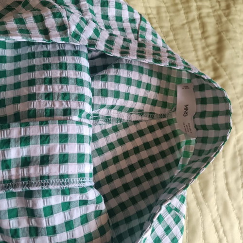 Mango green and white gingham pants like new, size S