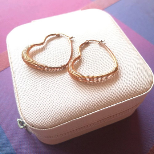 Heart earrings stainless steel new, rose gold color