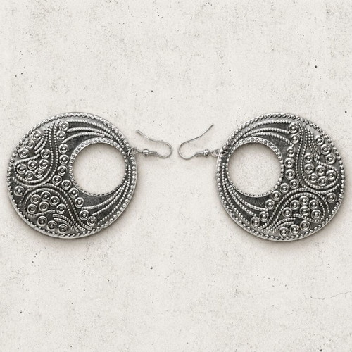 Boho pink statement earrings used with ethnic design