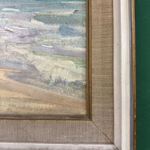 Ζωγραφικό έργο Ν. Κουκάκη μεταχειρισμένο, κορνιζαρισμένο, θέμα ακτή