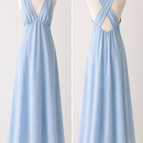 New Face Maxi Dress baby blue cross-back like new