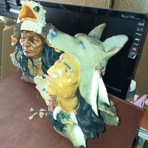 Indian Chief Busts set of 2 like new with detailed carvings