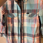 Lee women's checked shirt small turquoise like new, 3/4 sleeve
