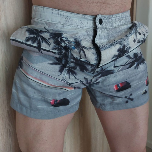 H&M men's swim shorts small used, multicolor