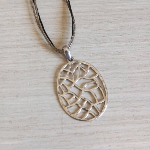 Silver 925 Pendant Necklace with Triple Cord New
