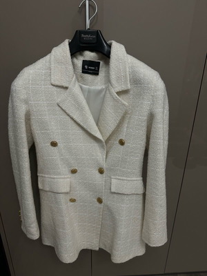 Ivory jacket like new with gold buttons and knitted texture
