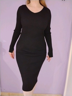Long dress H&M ribbed black like new