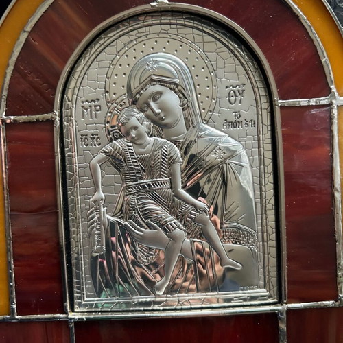 Silver 925 Religious Icon of Virgin Mary with Jesus new