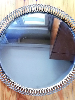 Stainless steel serving tray used Palamidis, diameter 35 cm