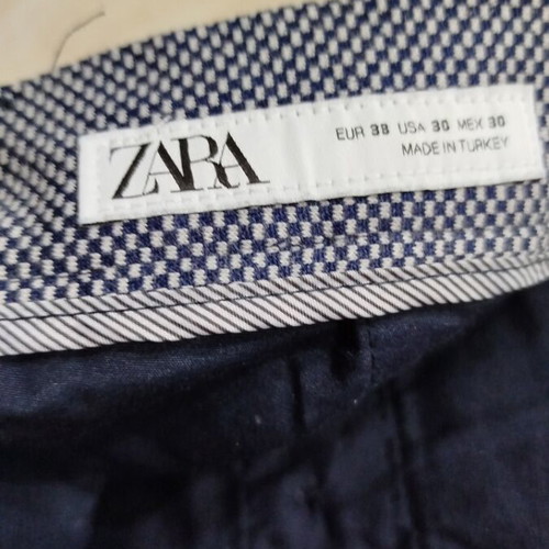 Zara checkered micro-motif bermuda shorts medium like new, white and blue