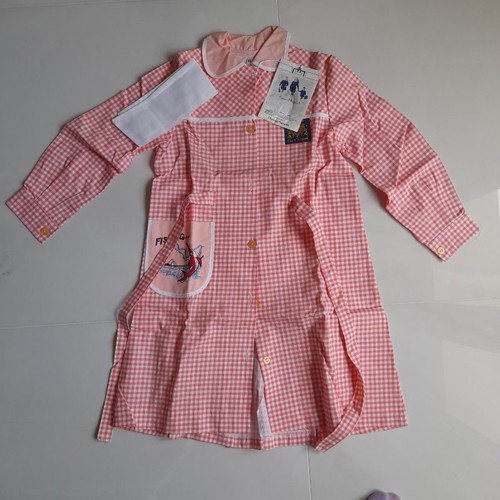 School apron Peiraiki - Patraiki pink new with white collar