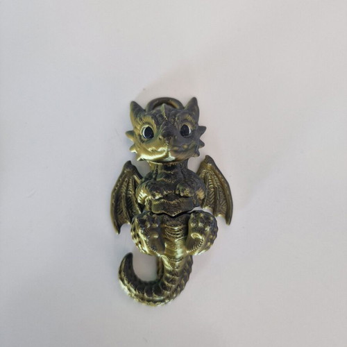 Flexi Baby Dragon 3D Printed Keychain PLA Silk Green Black