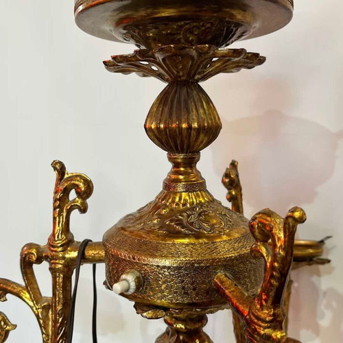 Vintage brass floor lamp with ornate baroque designs used