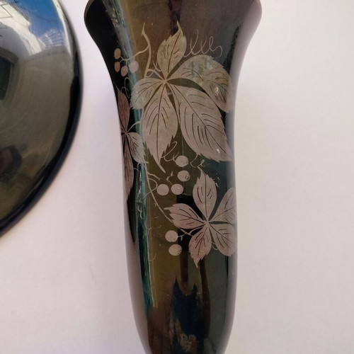 Cut glass bowl and vase used, numbered set