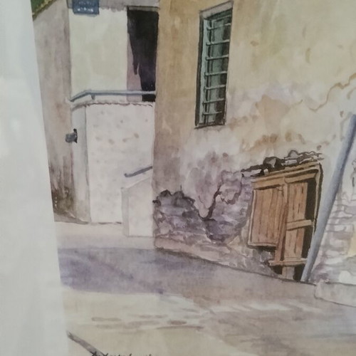 Watercolor set of 2 paintings depicting traditional Macedonian architecture, like new