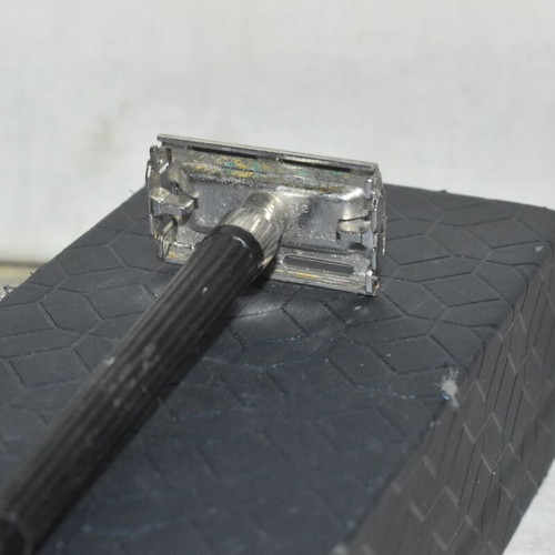 Vintage Gillette safety razor used, classic metal double edge razor