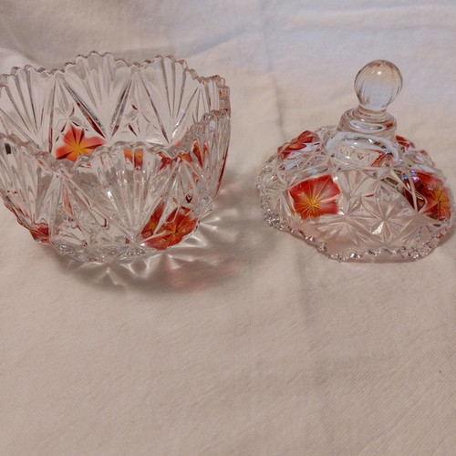 Crystal fondantière very old used, size 22×15 cm