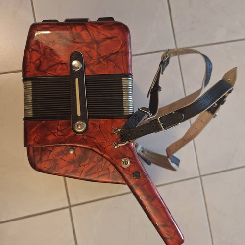 Delicia Junior IV Accordion like new, 60 bass, red pearloid