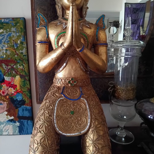 Thep Panom Thai Wooden Angel Statue like new, gold leaf