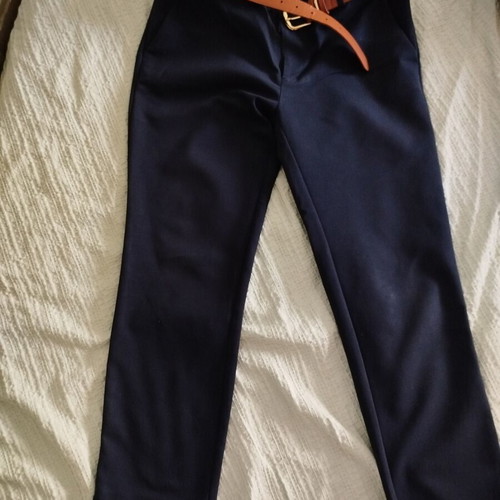 Stradivarius women's viscose pants with belt blue like new, size M