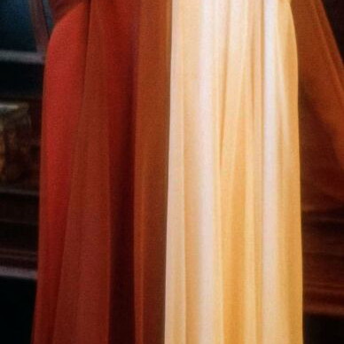 Long formal chiffon dress with shawl like new, beige-brown, size XS