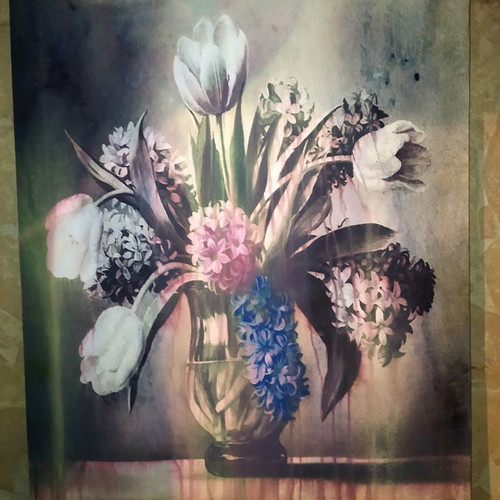 Printed vase painting with flowers 51×40