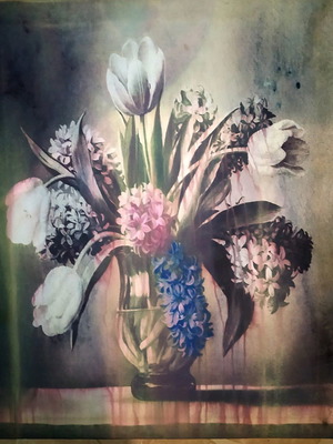 Printed vase painting with flowers 51×40