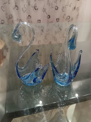 Murano glass swans vintage set of 2, like new
