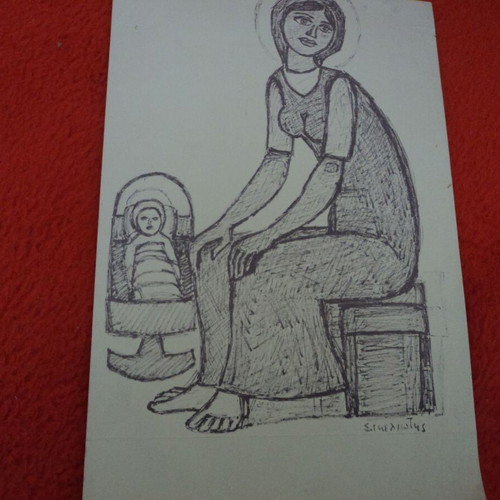 Sikeliotis drawing from Pirelli Hellas calendar used 21x30cm