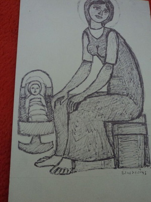 Sikeliotis drawing from Pirelli Hellas calendar used 21x30cm