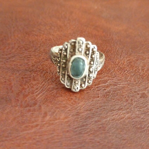 Women's silver ring used, antique, Gianniotiko with semi-precious stone
