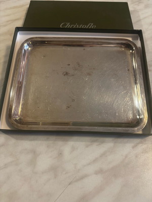 Christofle silver-plated tray like new with engraved logo 20x16
