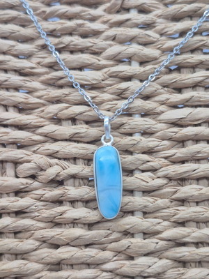 Larimar Silver 925 Necklace with Stainless Steel Chain