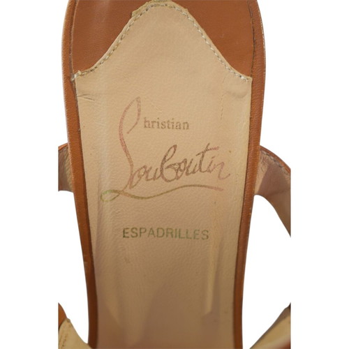 Christian Louboutin Pyraclou 140 Platform Wedge Espadrilles, Cognac Brown