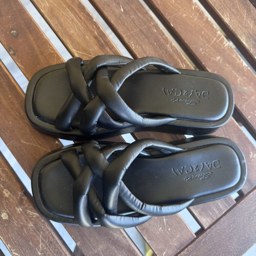 Sante platform mules size 38 like new, black eco leather