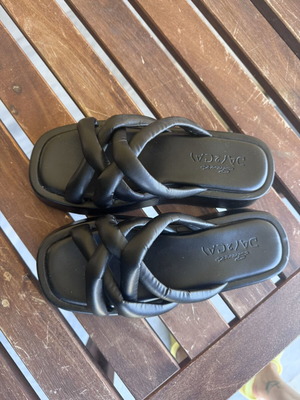 Sante platform mules size 38 like new, black eco leather