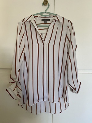 Primark striped long-sleeve shirt white and brick red, EU 36