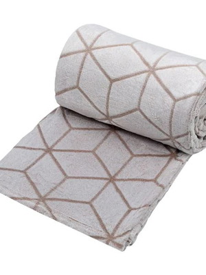 Velveteen double blanket beige with embossed pattern 230x210cm new