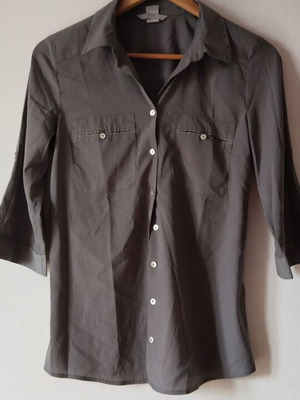 Πουκάμισο H&M γκρι σκούρο με μανίκια 3/4 σαν καινούργιο, μέγεθος S