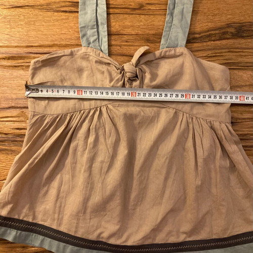 Kookai linen top medium like new, beige with turquoise details