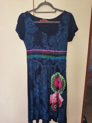 Desigual dress like new, blue and pink, cotton, size M
